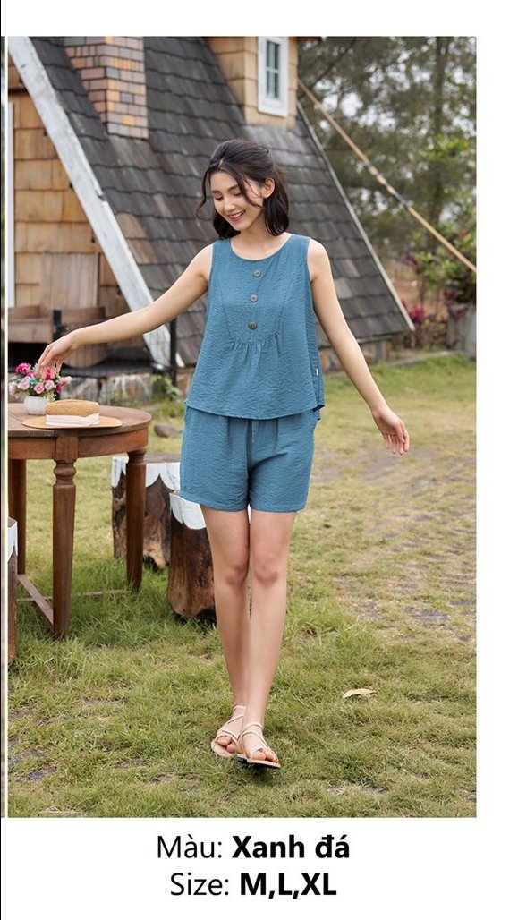 Bộ sun fly LINEN,áo sát nách ,quần đùi- Sfb 3006