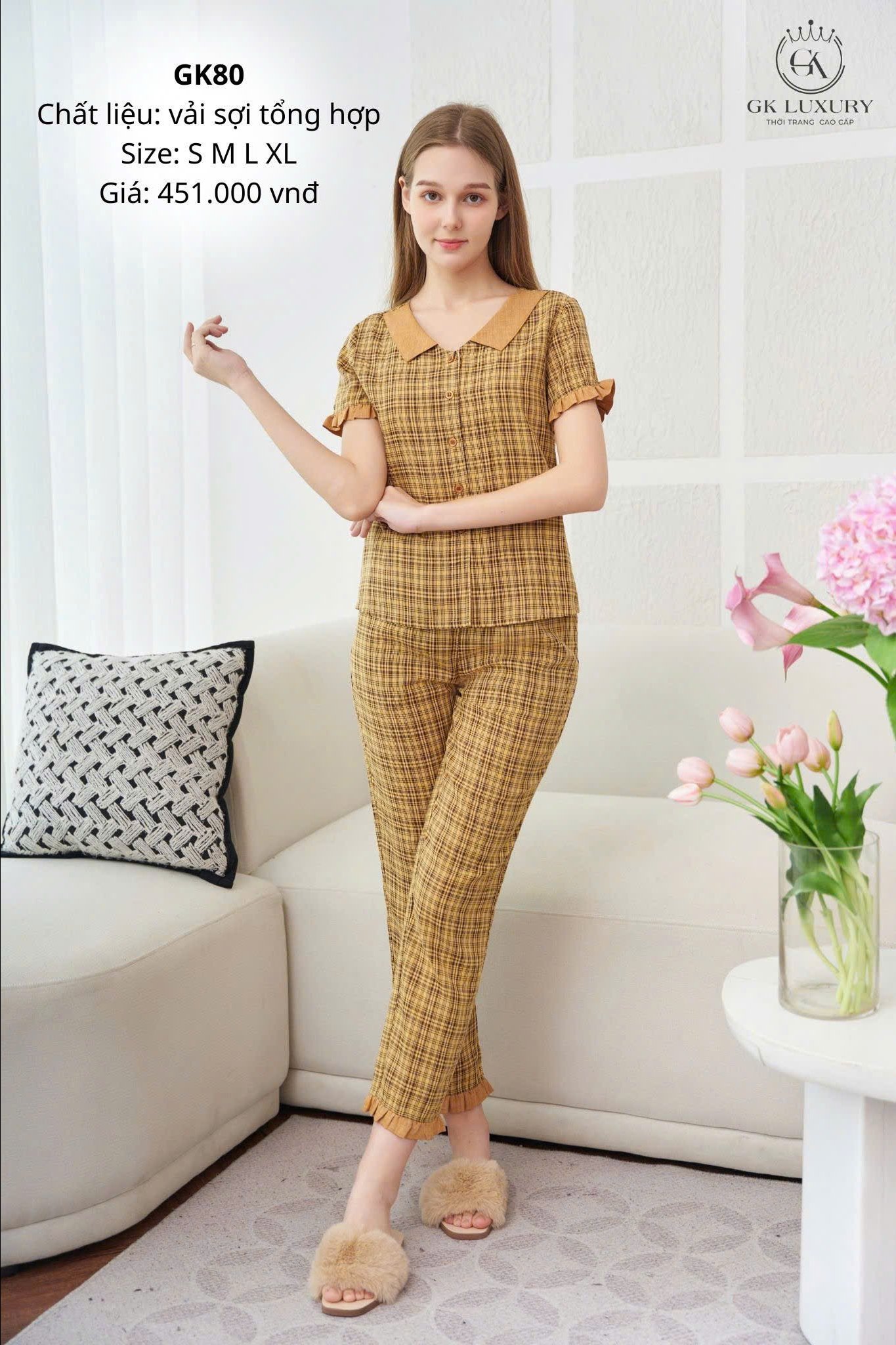 Bộ thô kẻ , QD áo tay cộc -GK 80