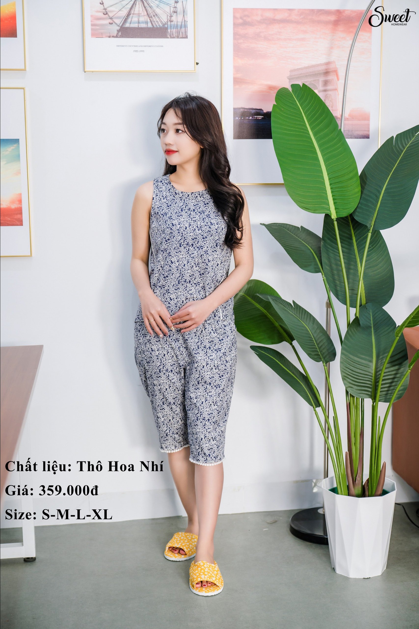 Bộ thô đũi sweet quần ngố áo sát nách S23-701