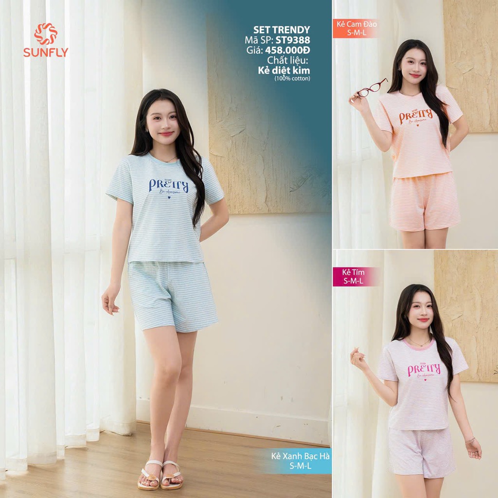 Bộ Sunfly cotton kẻ - ST9388