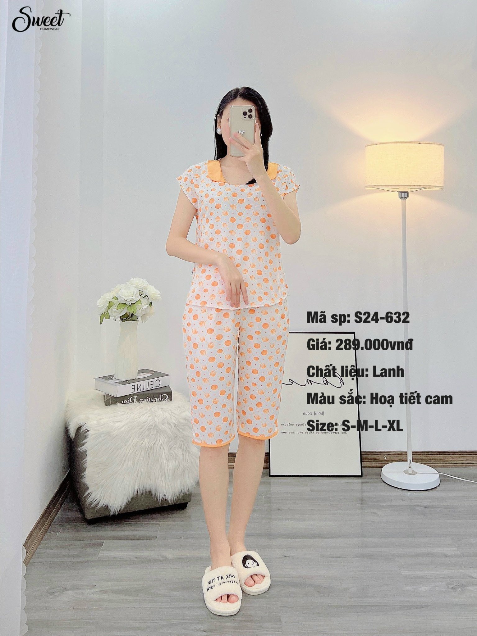 Bộ sweet lanh áo cộc q.ngố S24-632