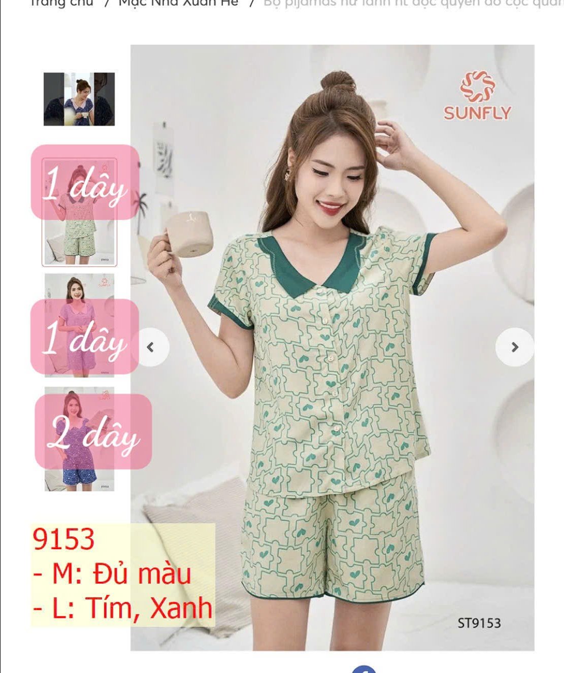 Bộ Sun Fly lanh họa tiết , Q đùi - ST9153
