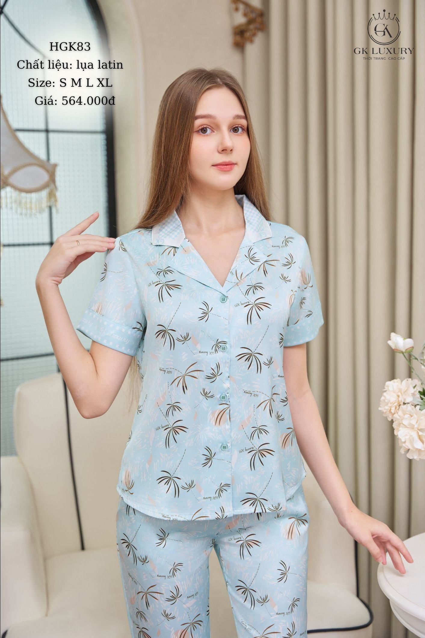 Bộ GK lụa  tay cộc .Qdài  - gk 83