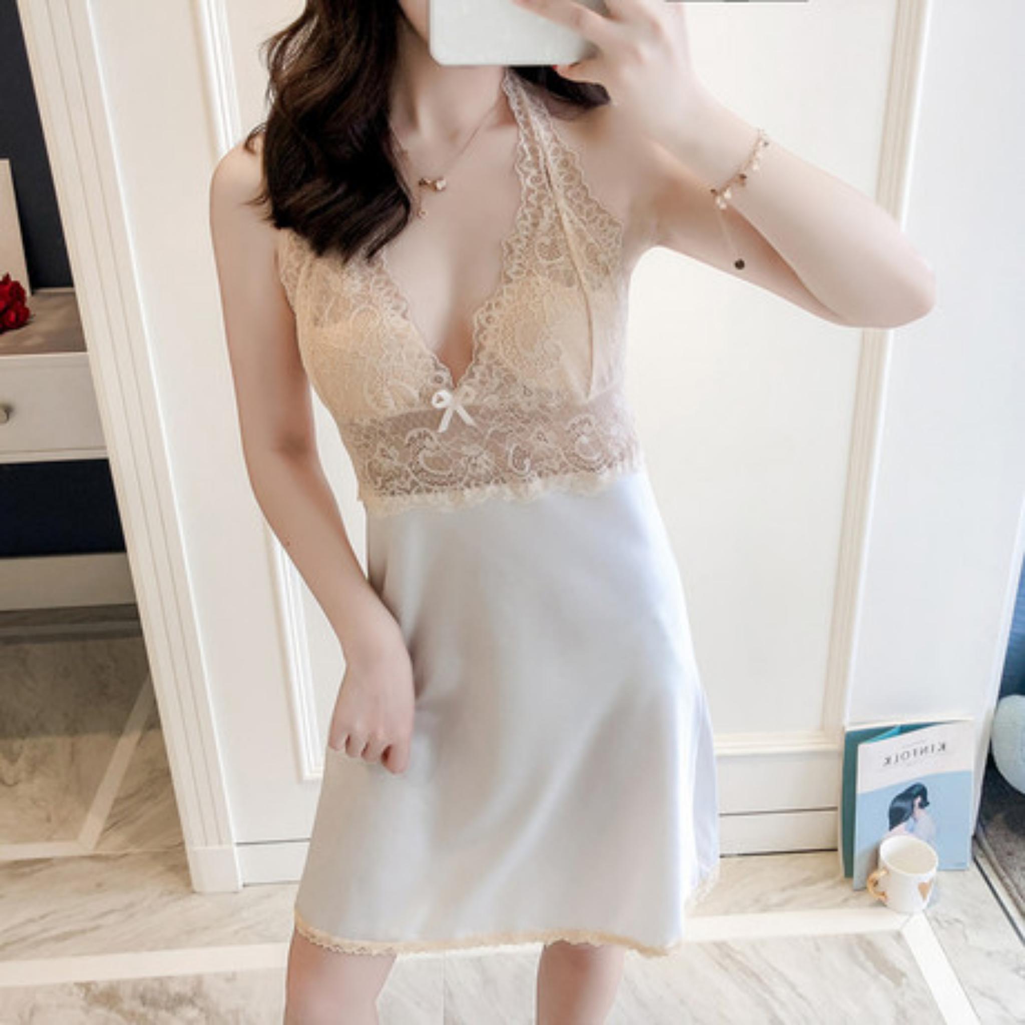 váy ngủ Lụa dây ren