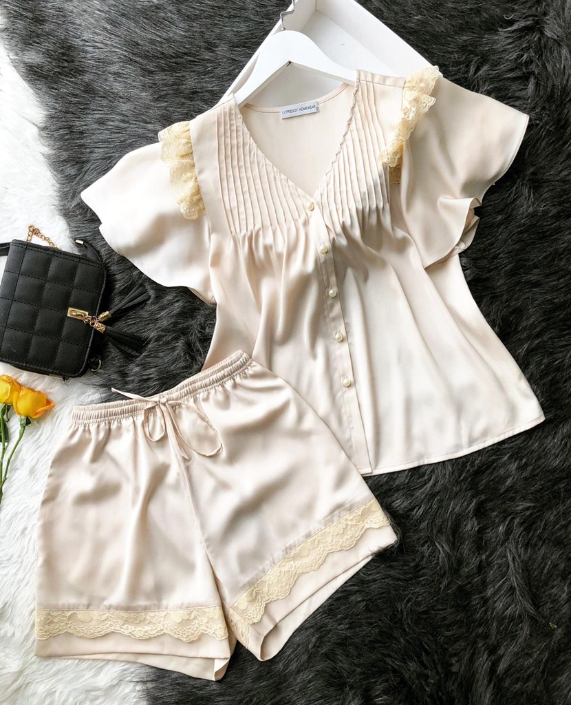 Bộ lụa be tay cánh tiên LYTRENDY