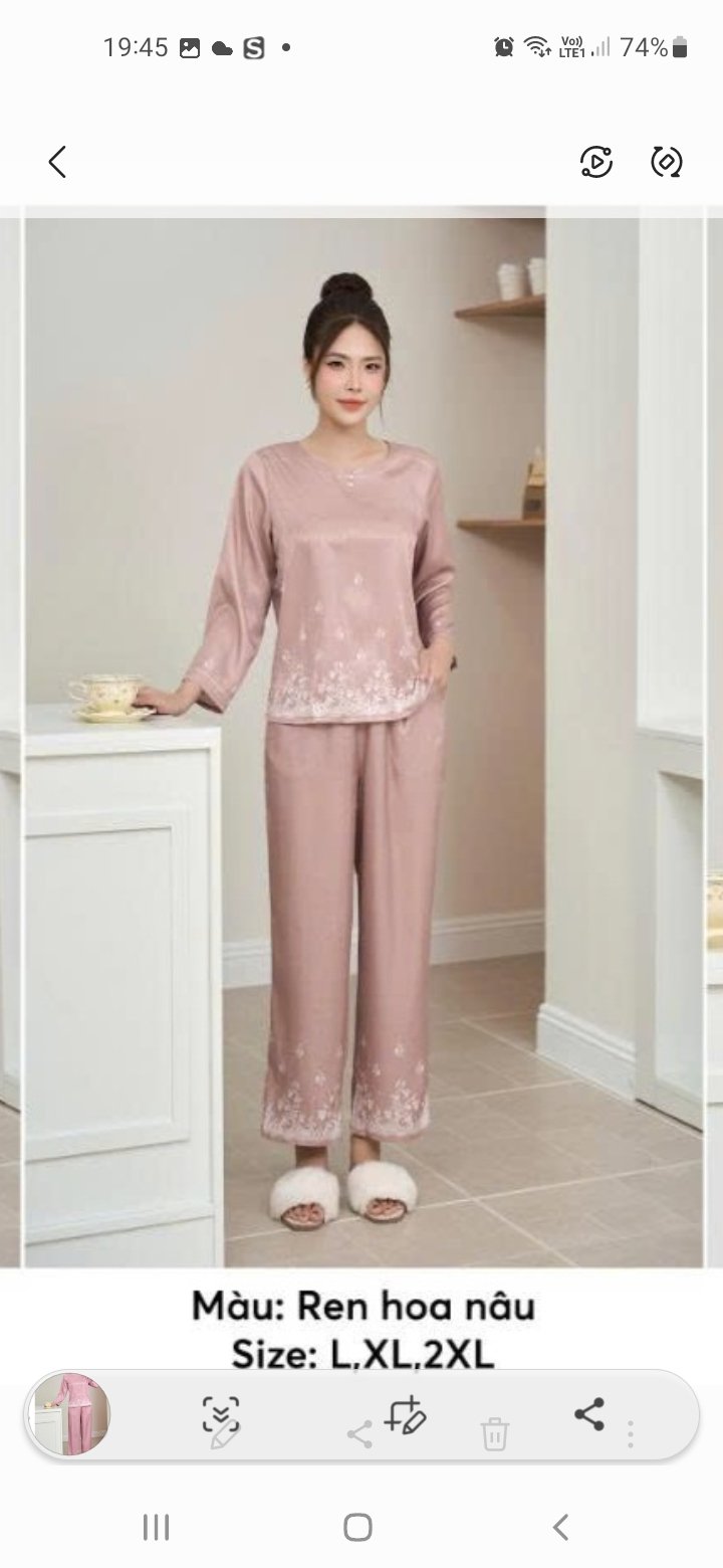 Bộ lụa vân gỗ tay lỡ - SP2234