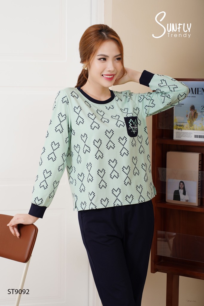 Bộ  Sunfly Cotton QD áo dài tay ST 9092