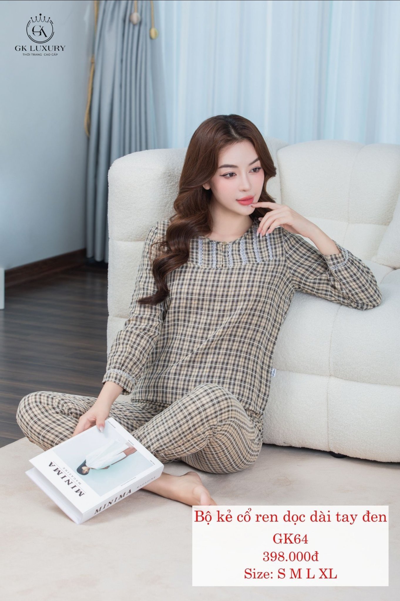 Bộ thô kẻ karo phối ren  GK65