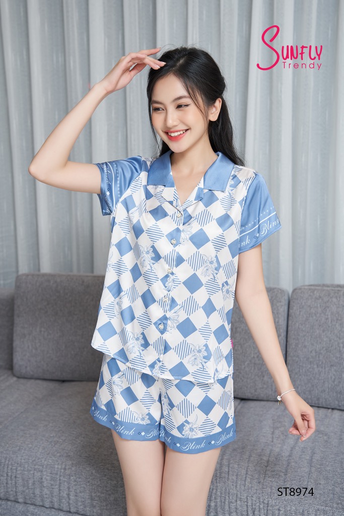 Bộ sunfly lụa quần cộc áo cộc ST8974