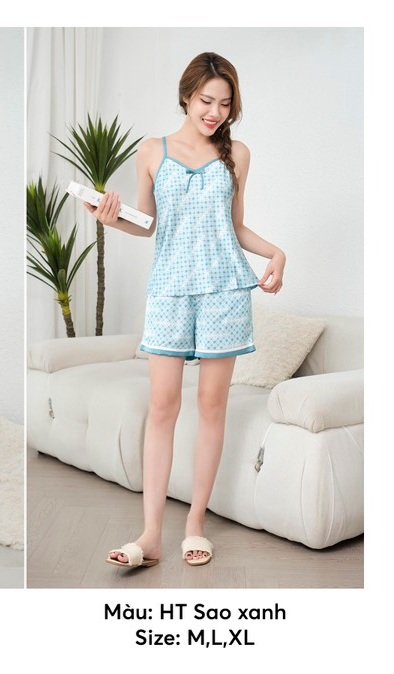 Bộ lụa Sunfly ,2 dây  quần soóc. ST9164