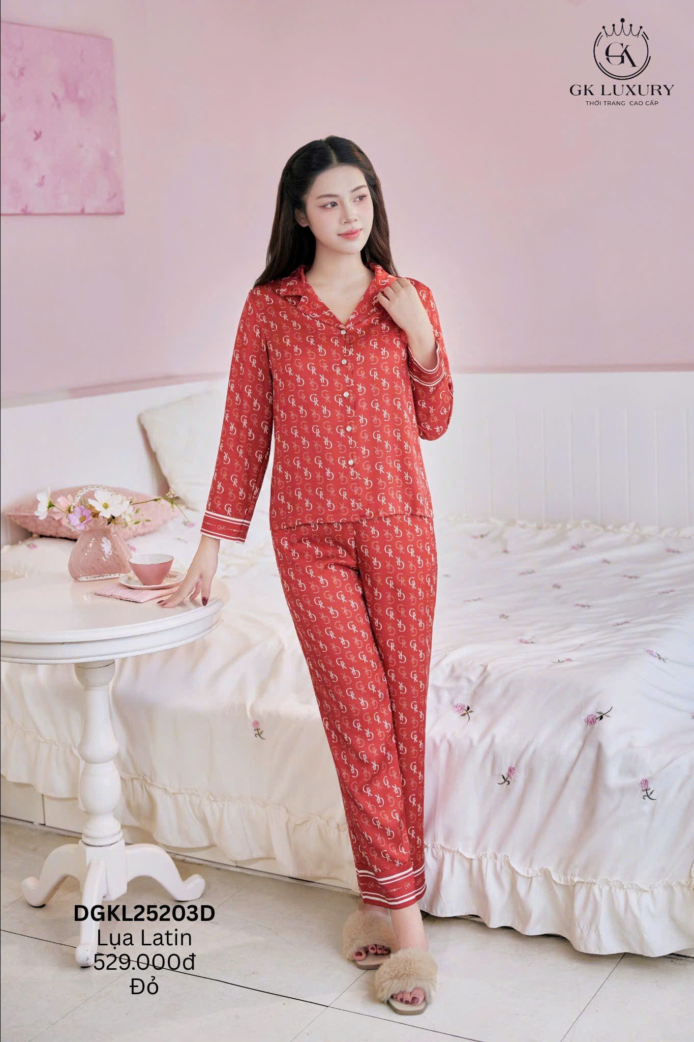 Bộ GK lụa dài họa tiết GK - GK25203
