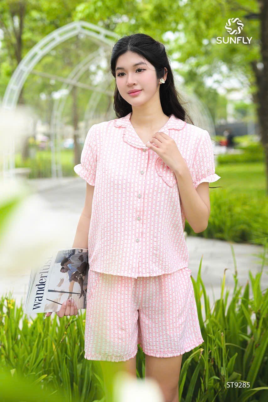 Bộ pizama tim thô đũi QĐ - ST9285