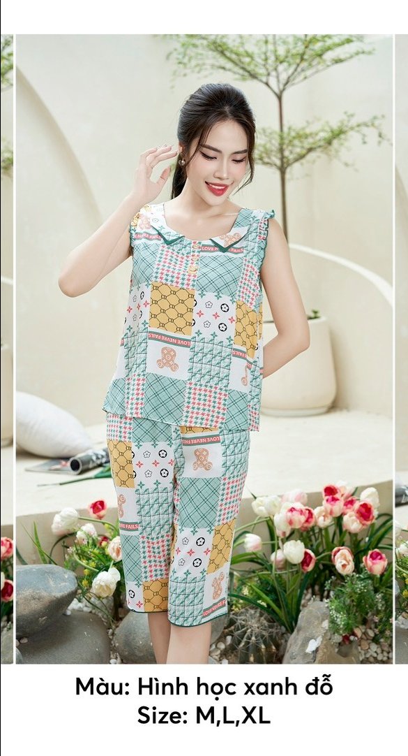 Bộ sun fly lanh họa tiết  ,áo sát nách  ,QL -ST9189