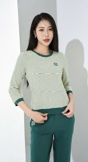 Bộ thể thao kẻ cotton tay lỡ q.dài SS5769