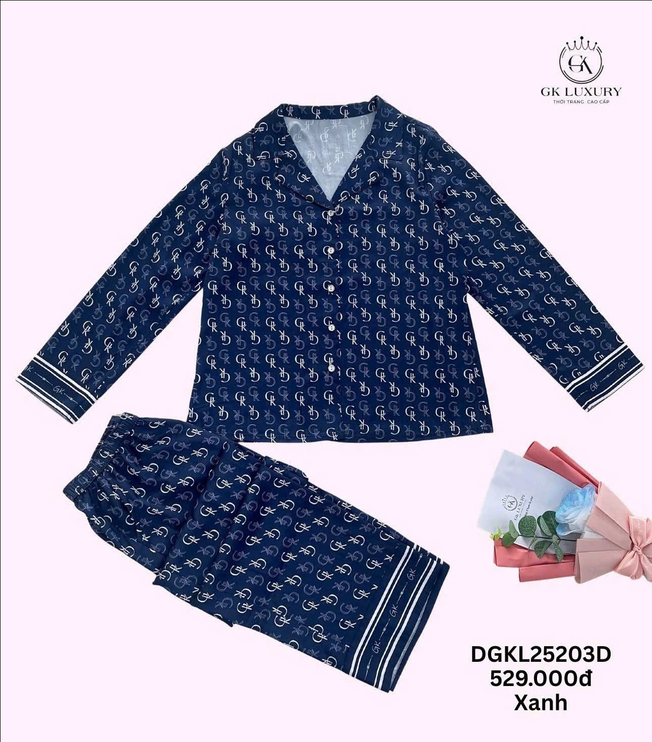 Bộ GK lụa dài họa tiết GK - GK25203