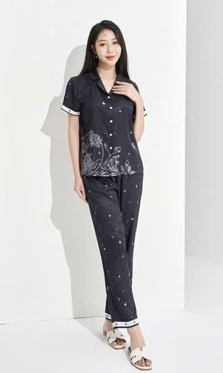 Bộ Sunfly pijama lụa satin tay cộc q.dài ST9202