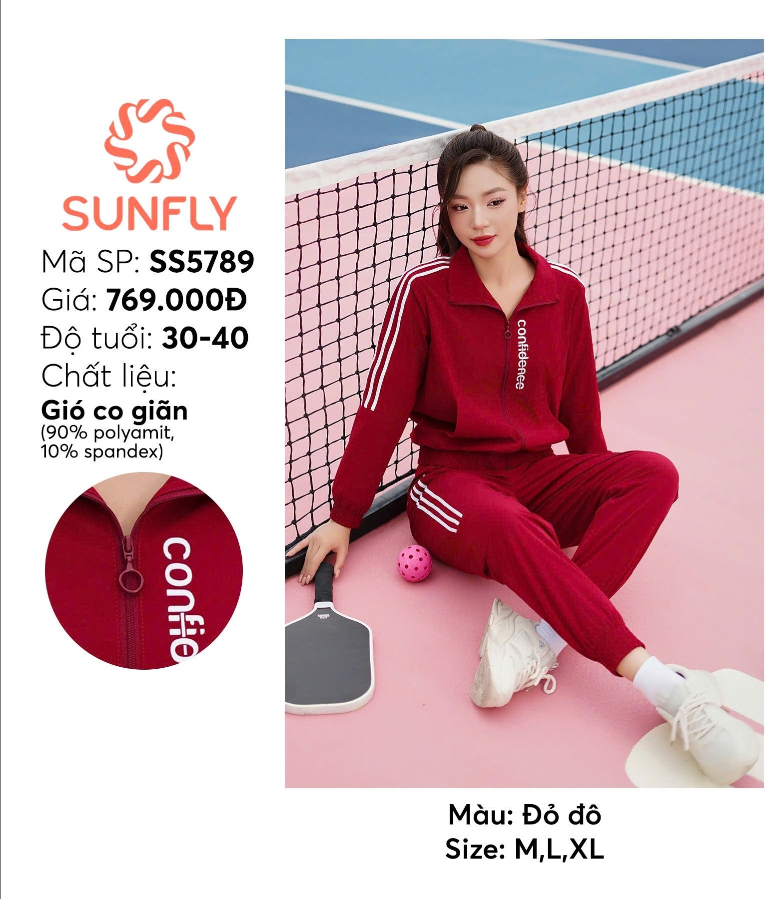 Bộ Sunf ly -gió co giãn  kéo khoá , có mũ - SS 5789