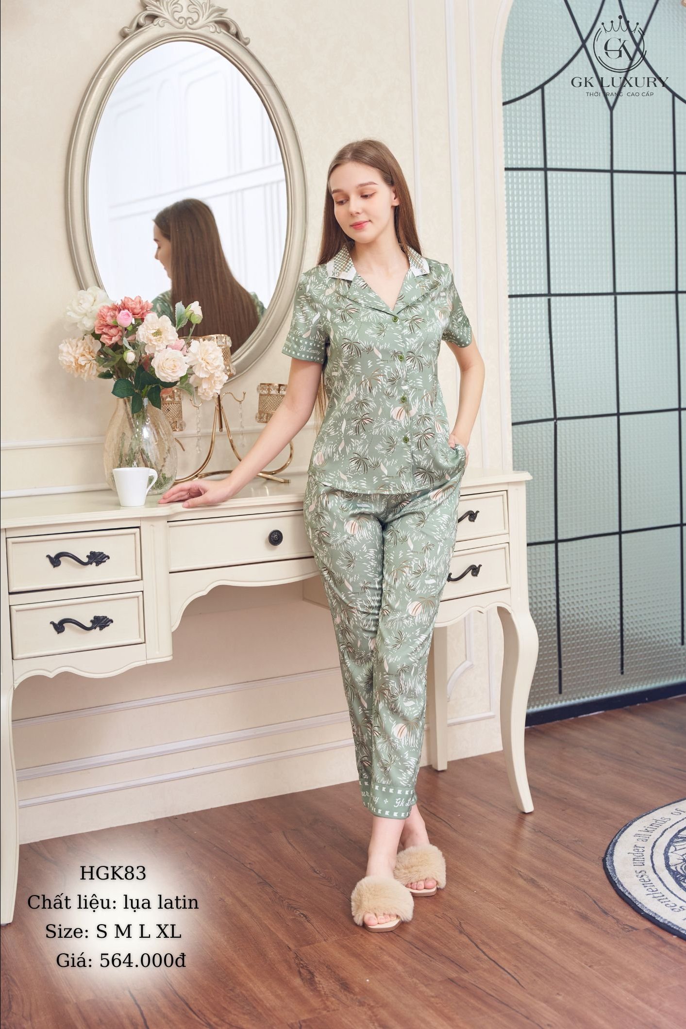Bộ GK lụa  tay cộc .Qdài  - gk 83