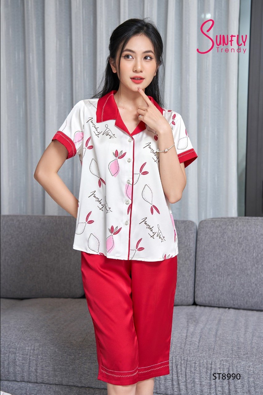 Bộ sunfly lụa quần ngố áo cộc ST8990