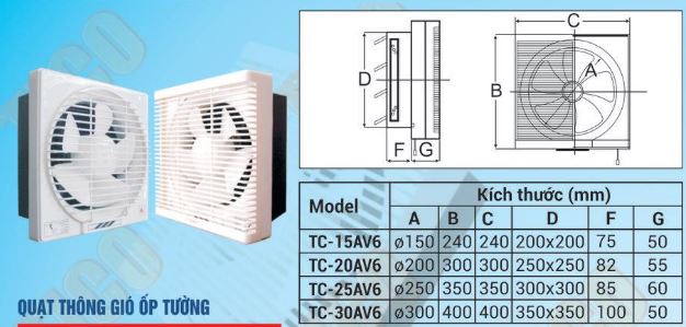 Quạt gắn tường Tico TC-25AV6