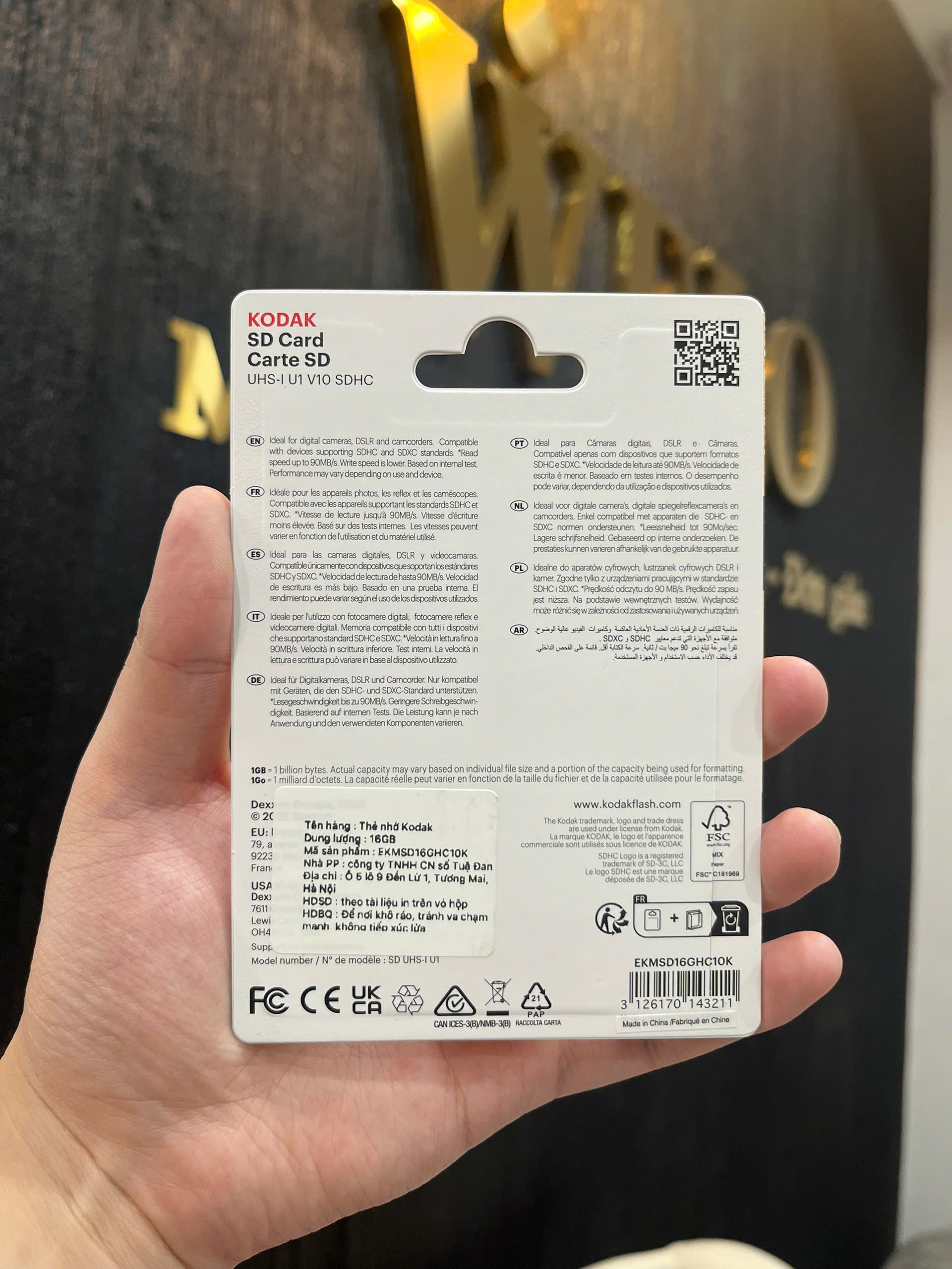 Thẻ nhớ SD Kodak 16GB Class 10 V30