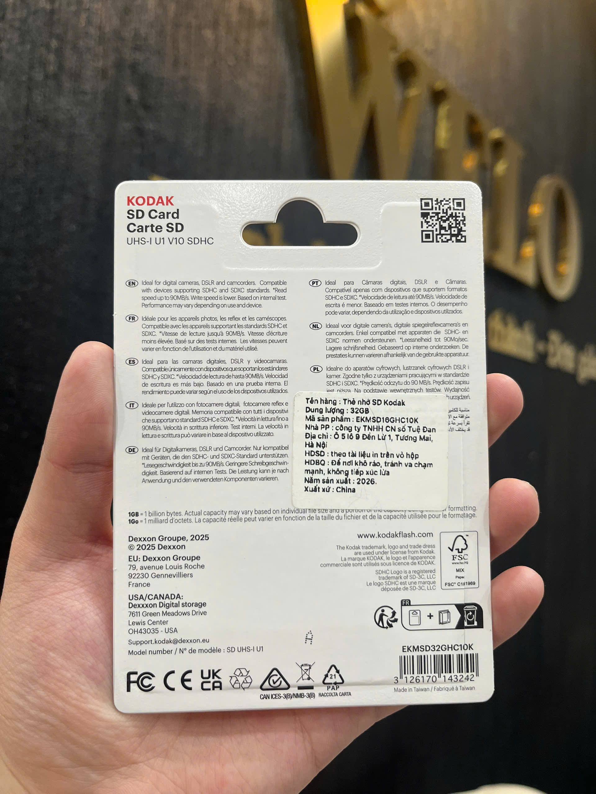 Thẻ nhớ SD Kodak 32GB Class 10 V30