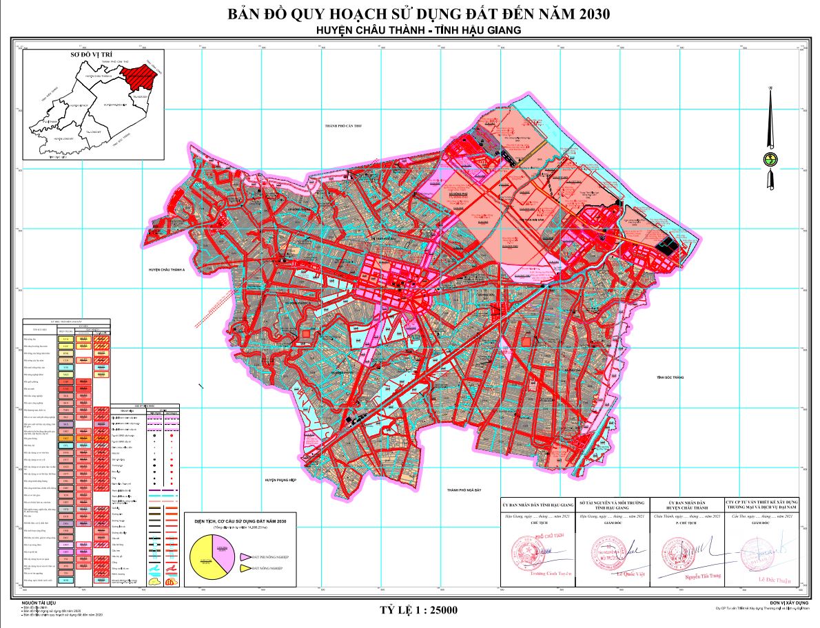 Bản đồ quy hoạch sử dụng đất huyện Châu Thành, tỉnh Hậu Giang năm 2030