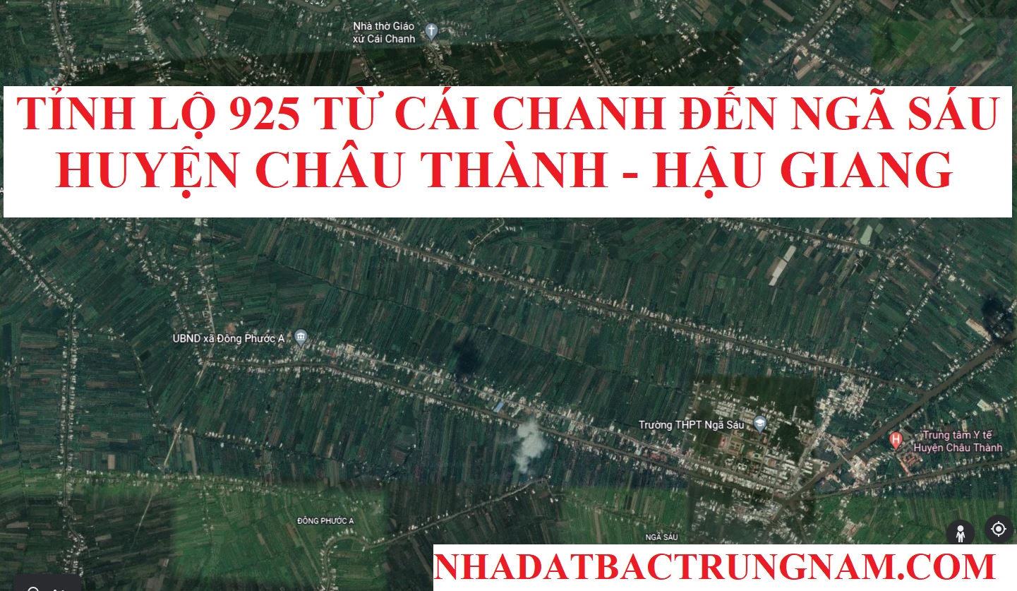 Tỉnh lộ 925 từ Cầu Cái Chanh đến Thị Trấn Ngã Sáu huyện Châu Thành, tỉnh Hậu Giang nhìn từ trên cao