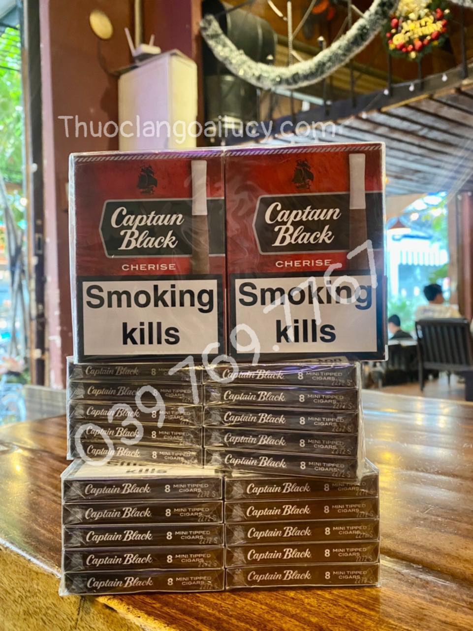 Xì gà Captain Black Cherise 8 điếu, Captain Black Cherise 8 điếu, Xì gà 8 điếu, xì gà tẩu nhựa, xì gà sữa, xì gà mini, Captain Black Cheries