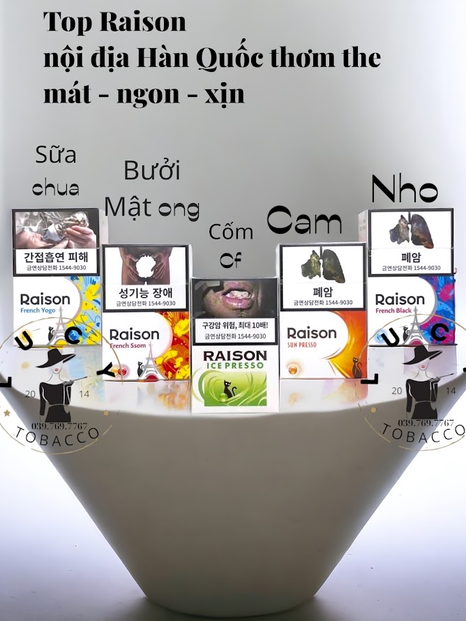 Thuốc lá Raison French Ssom, Raison French Ssom, Raison French Ssom Hàn Quốc, Thuốc lá Raison Hàn Quốc, Raison, Raison Hàn Quốc, Raison Bưởi Mật Ong, thuốc lá xách tay Hàn Quốc, Raison con mèo, thuốc lá con mèo đen