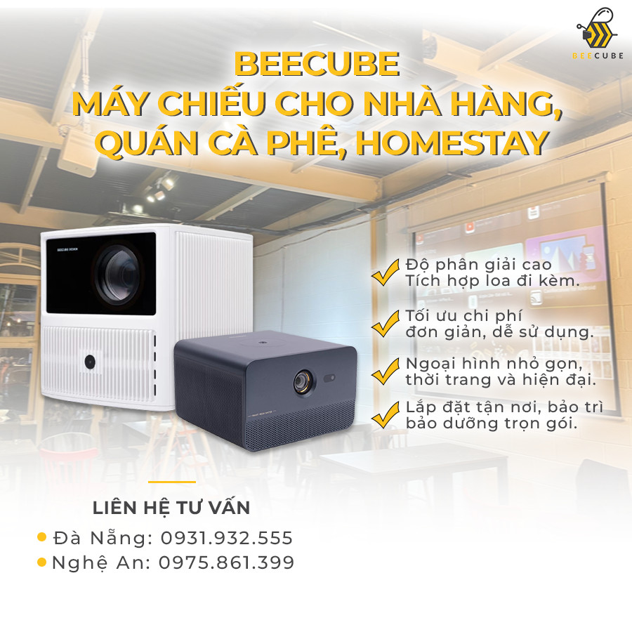 Lắp đặt kinh doanh cùng máy chiếu mini Beecube giá rẻ tại Đà Nẵng - Vinh, Nghệ An