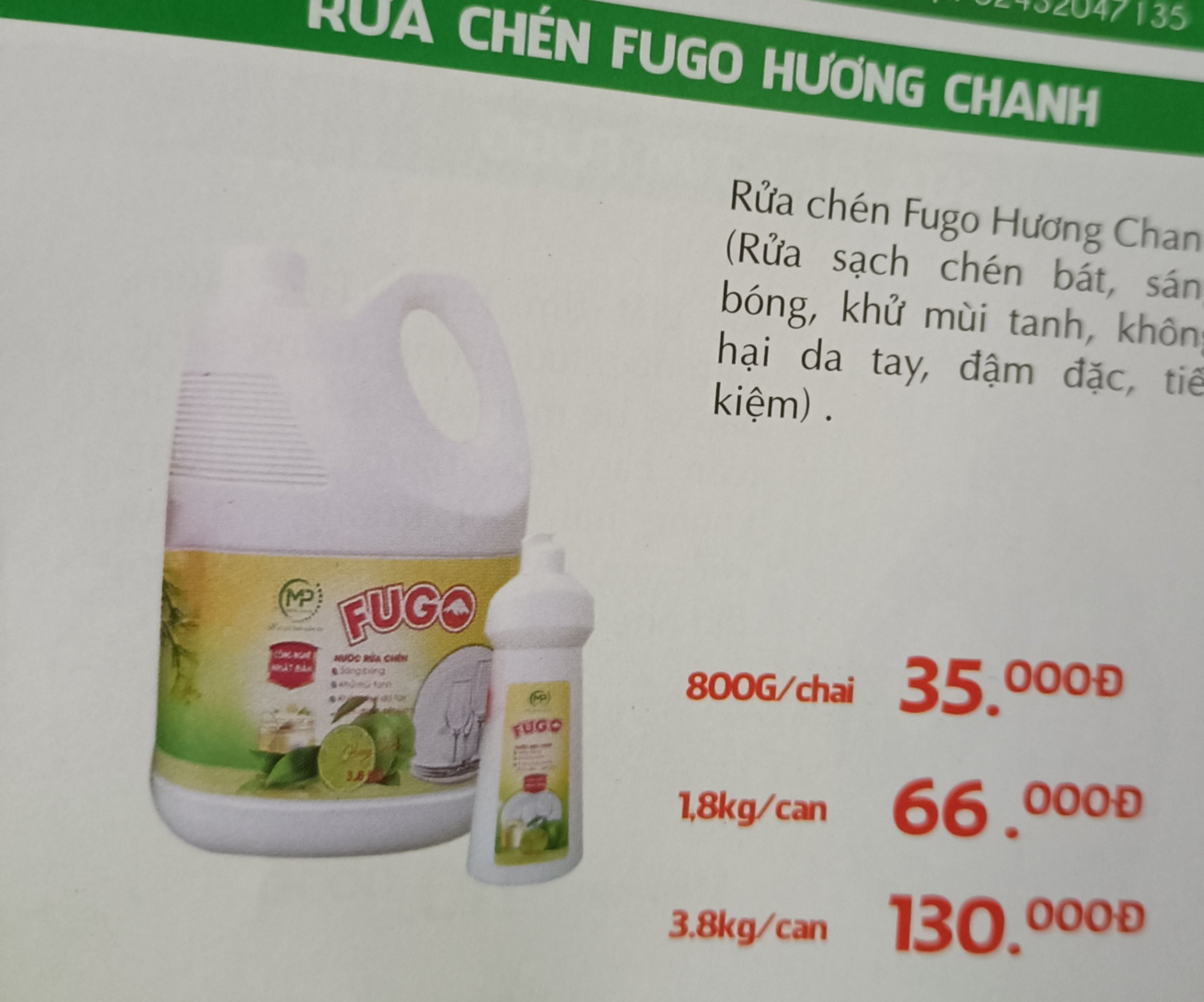 Nước rửa chén Fugo