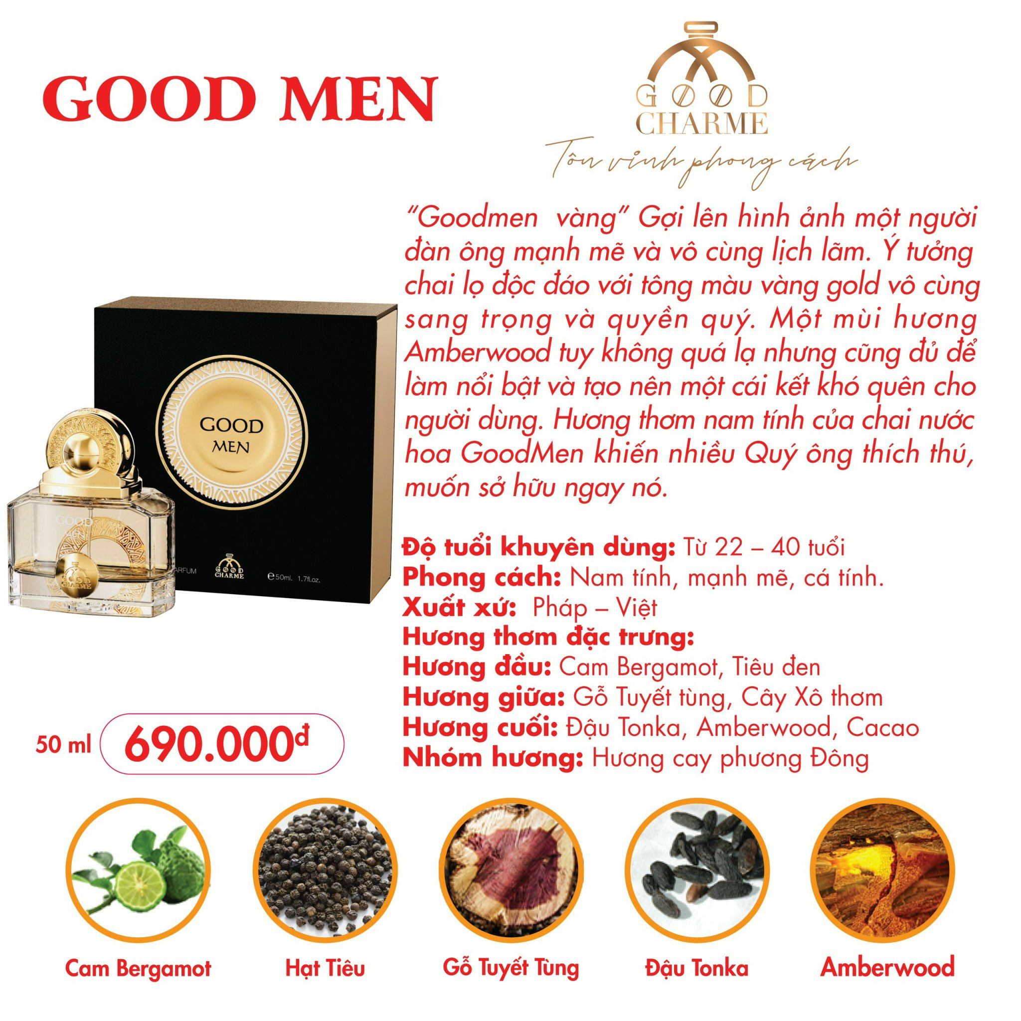 Nước hoa Good Charme GOOD MEN VÀNG