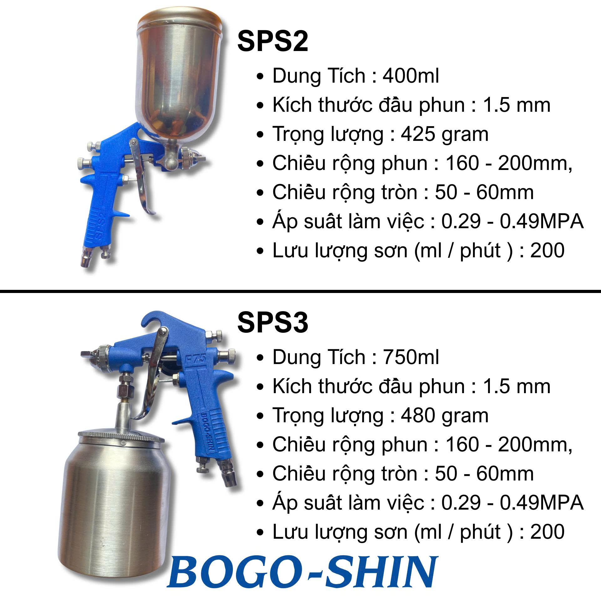 Súng Phun Sơn 400ml & 750ml Bogo-Shin