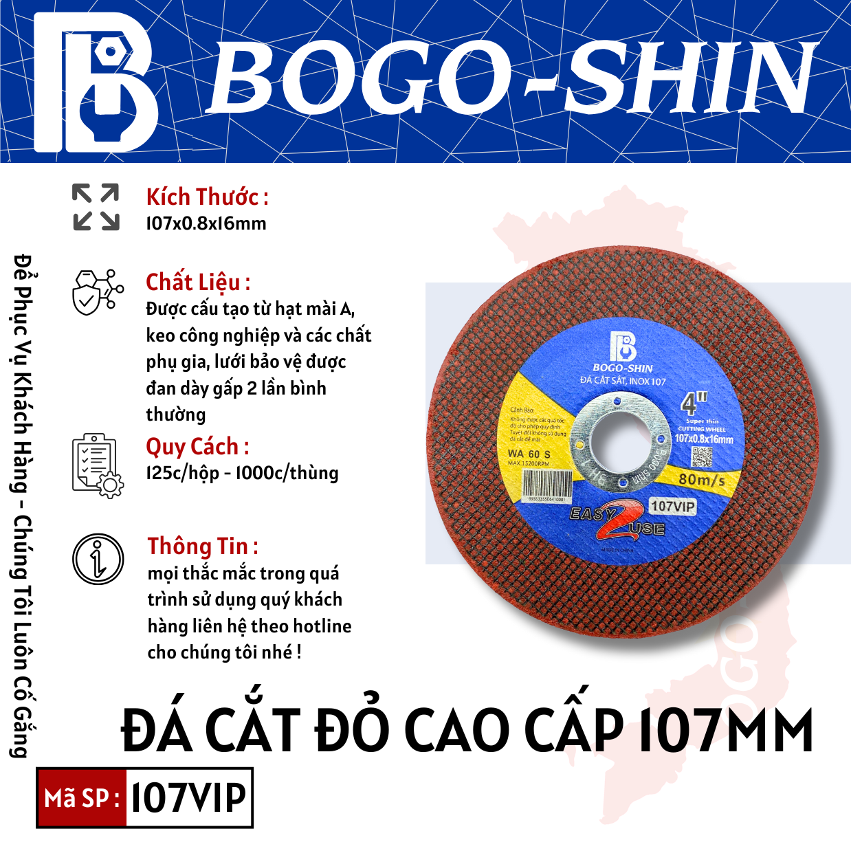 Đá Cắt Đỏ Cao Cấp 107mm Bogo-Shin