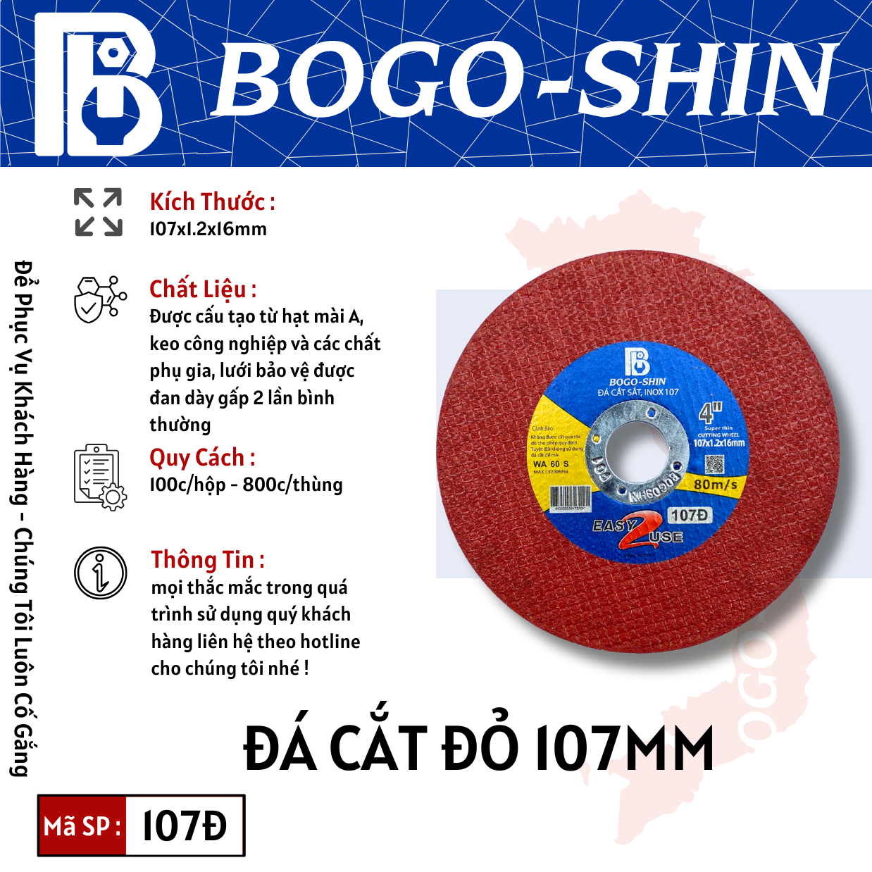 Đá Cắt Xanh, Đỏ, Đen 107mm Bogo-Shin