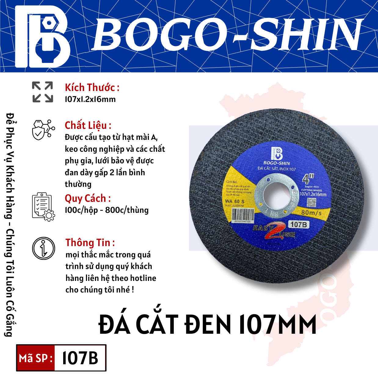 Đá Cắt Xanh, Đỏ, Đen 107mm Bogo-Shin