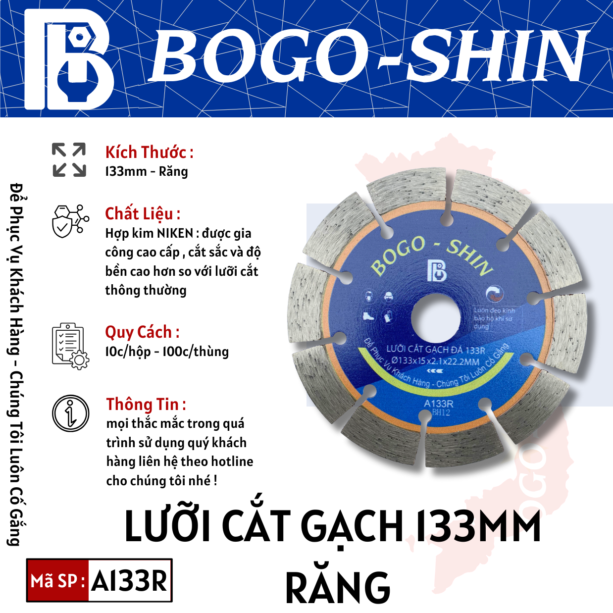 Lưỡi Cắt Gạch Răng 133mm Bogo-Shin