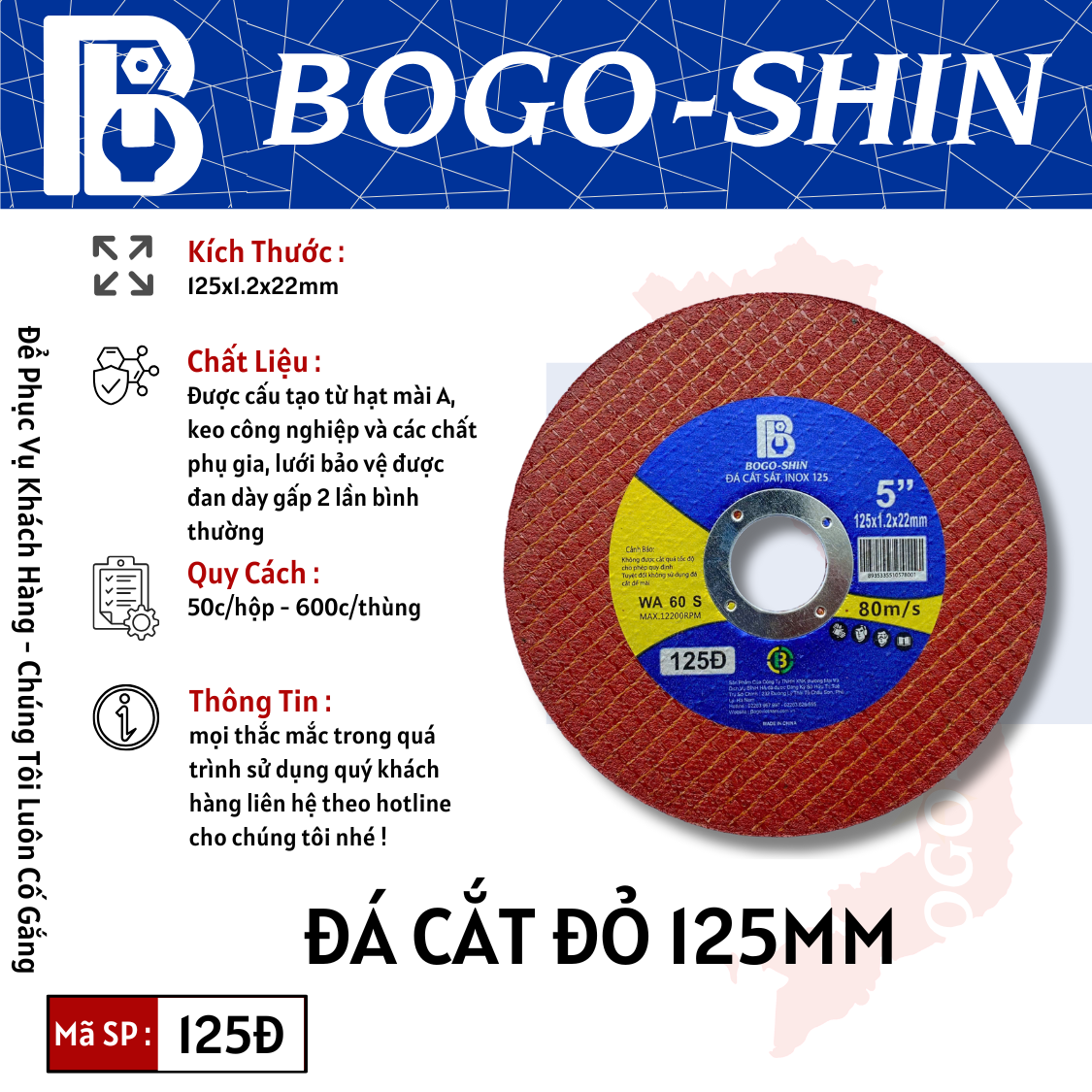 Đá Cắt Đỏ 125mm Bogo-Shin