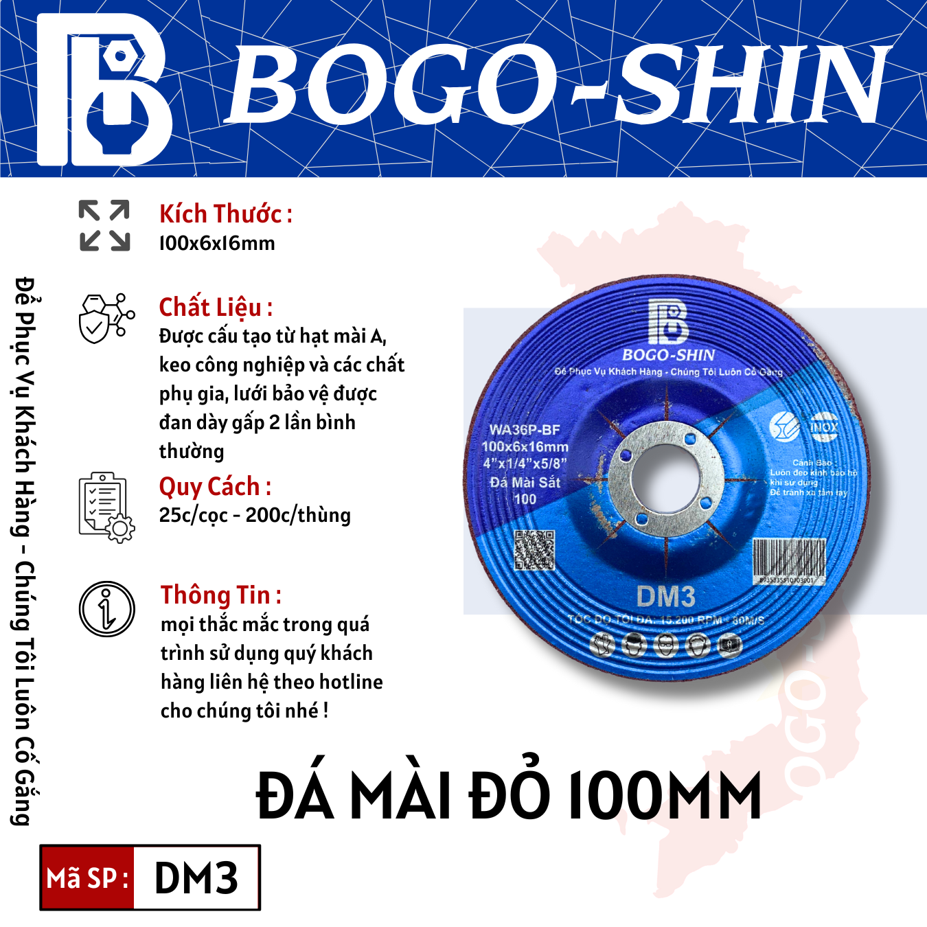 Đá Mài Đỏ 100x6x16mm Bogo-Shin