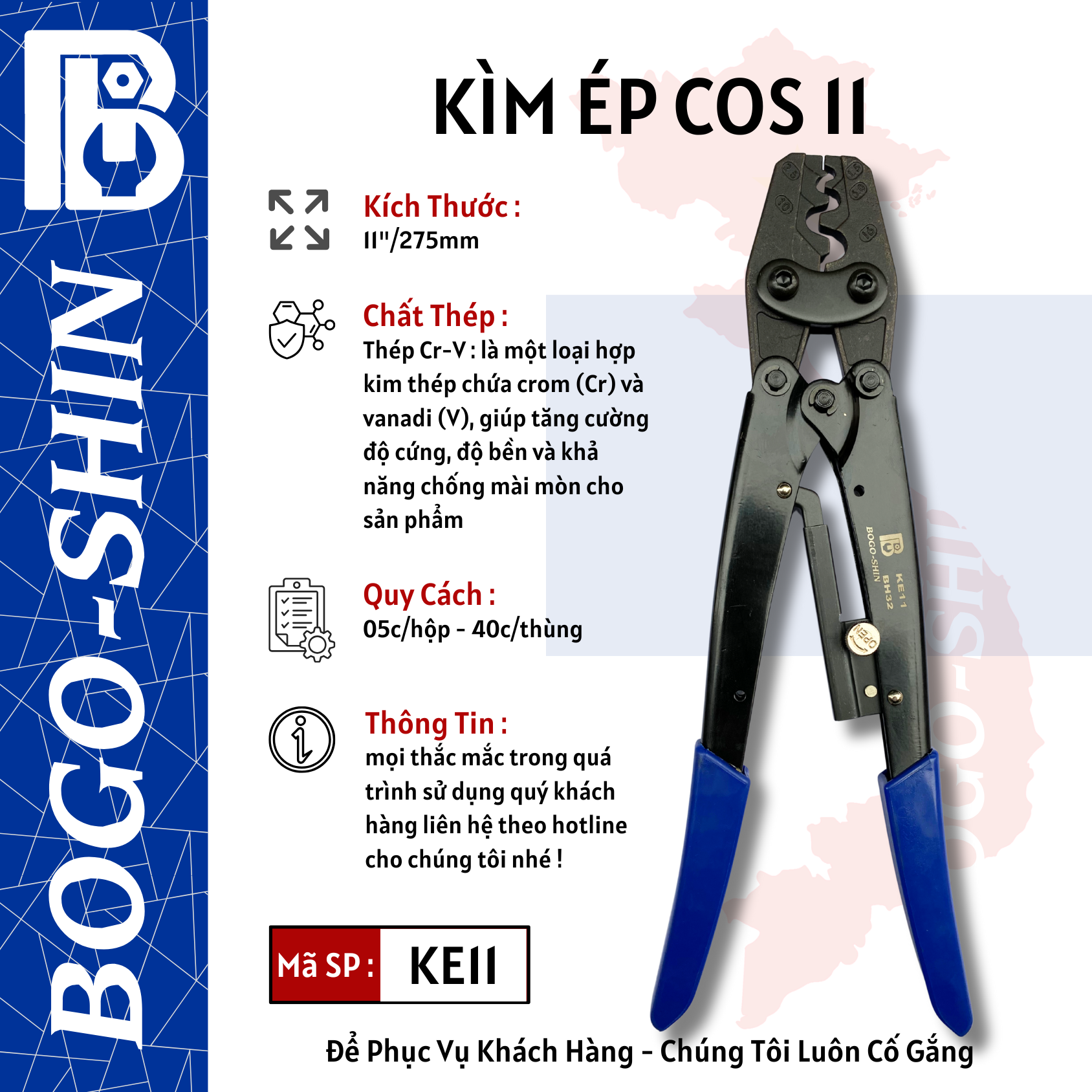 Kìm Ép Cos 8"/200mm & 11"/275mm Bogo-Shin