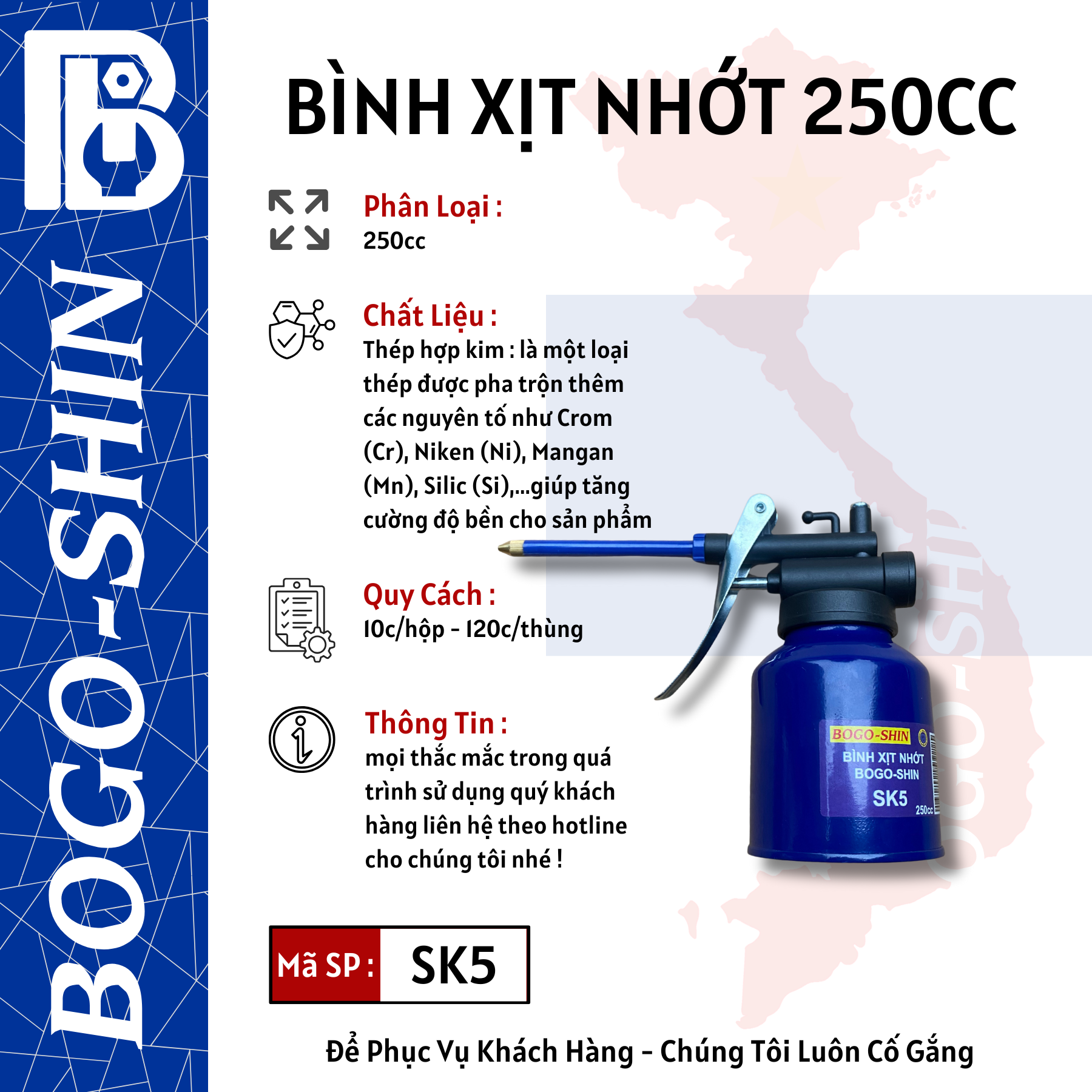 Bình Xịt Nhớt 250cc Bogo-Shin