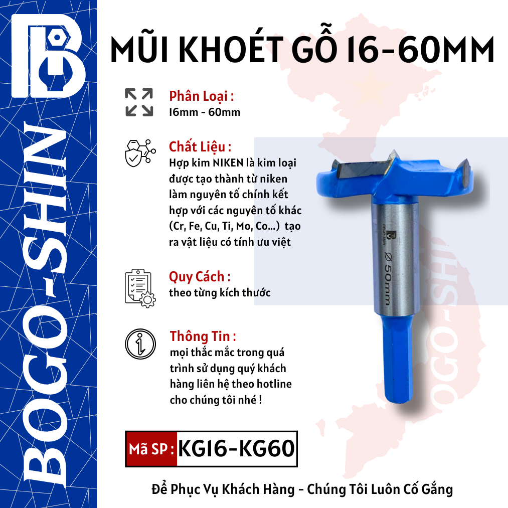 Mũi Khoét Gỗ 16mm - 60mm BOGO-SHIN
