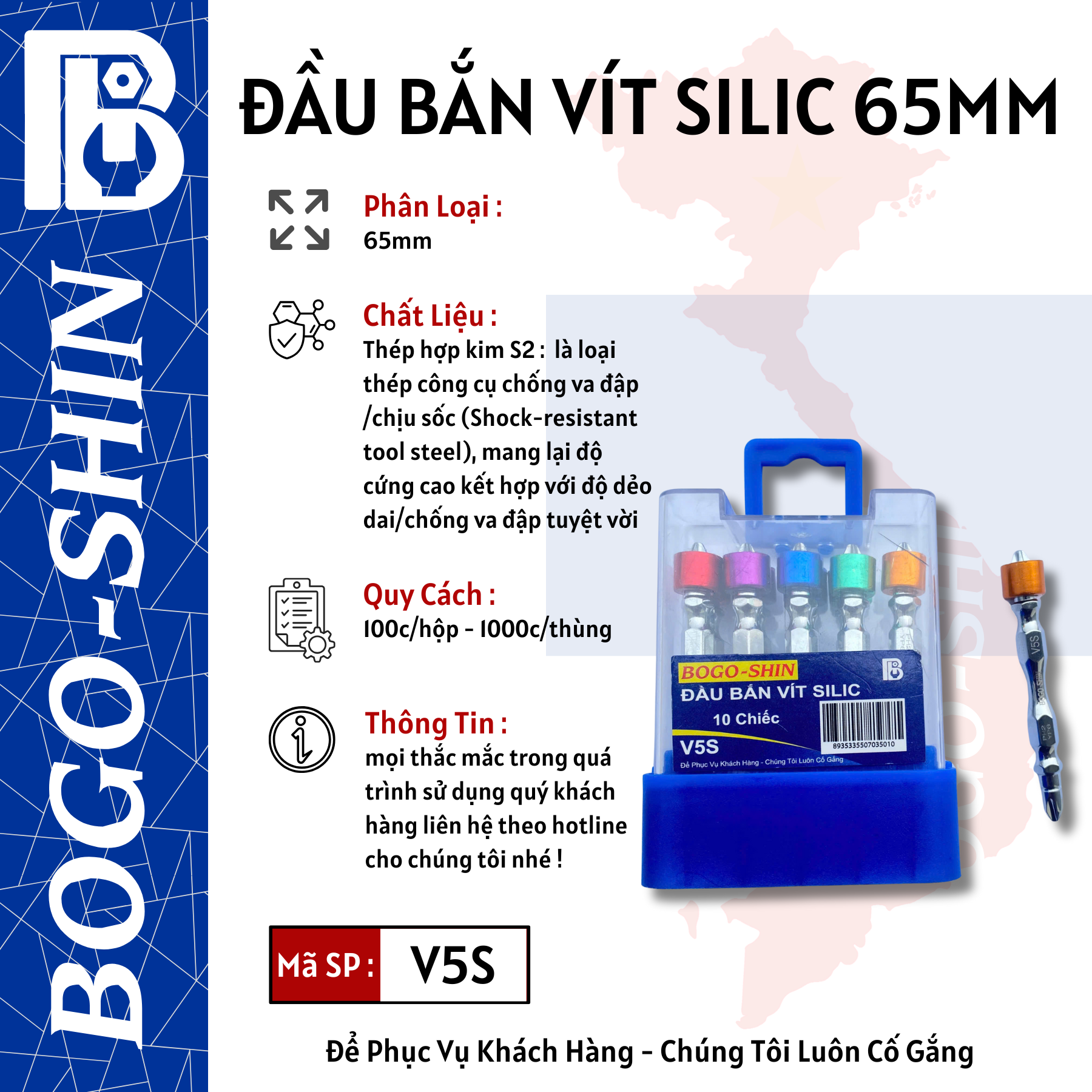 Đầu Bắn Vít Silic 65mm Bogo-Shin