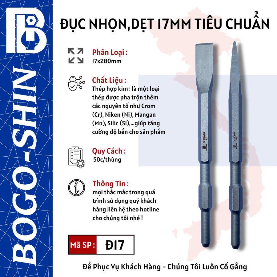Đục Dẹt, Nhọn BOGO-SHIN Tiêu Chuẩn 17