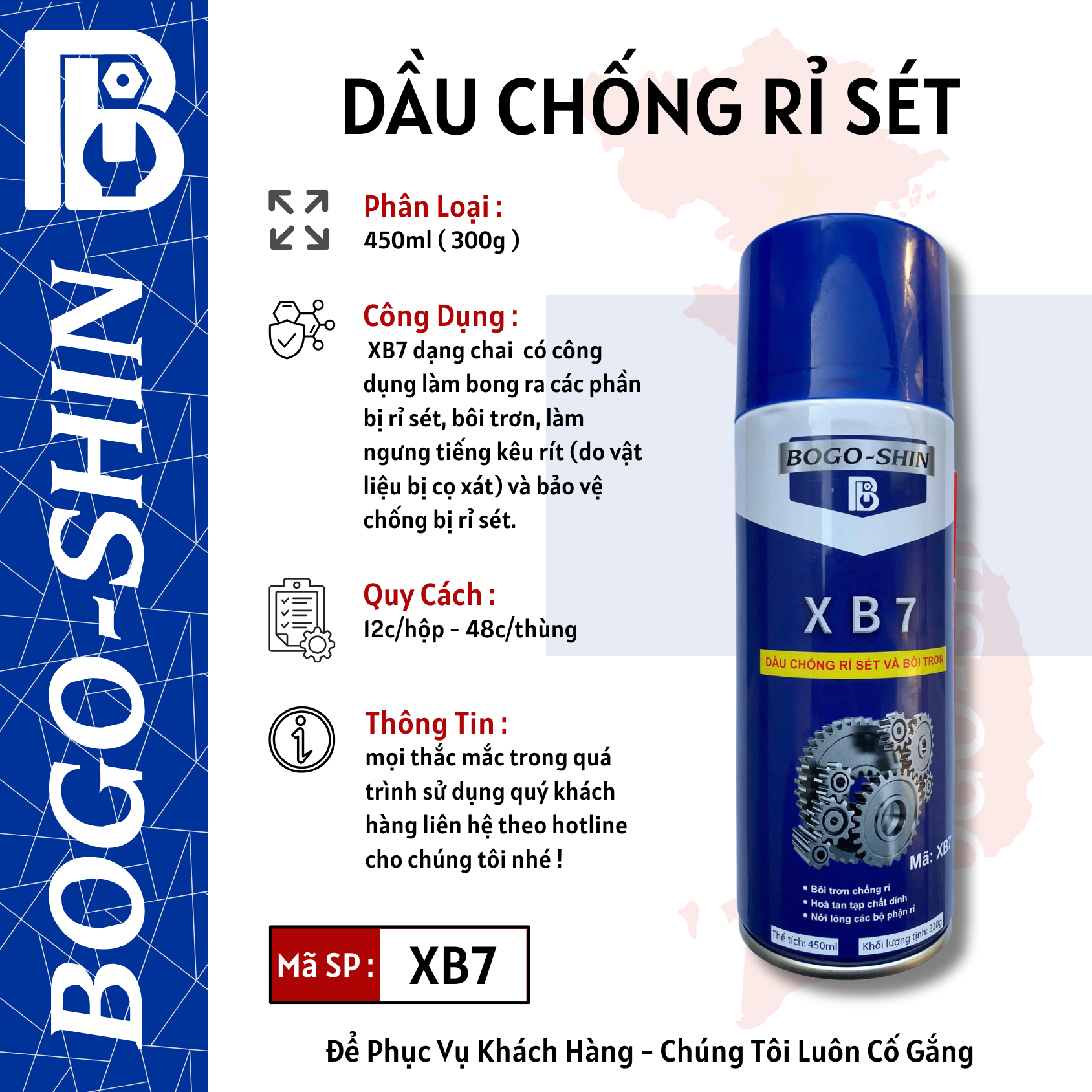 Dầu Chống Rỉ Sét Và Bôi Trơn XB7 250ml - 450ml Bogo-Shin