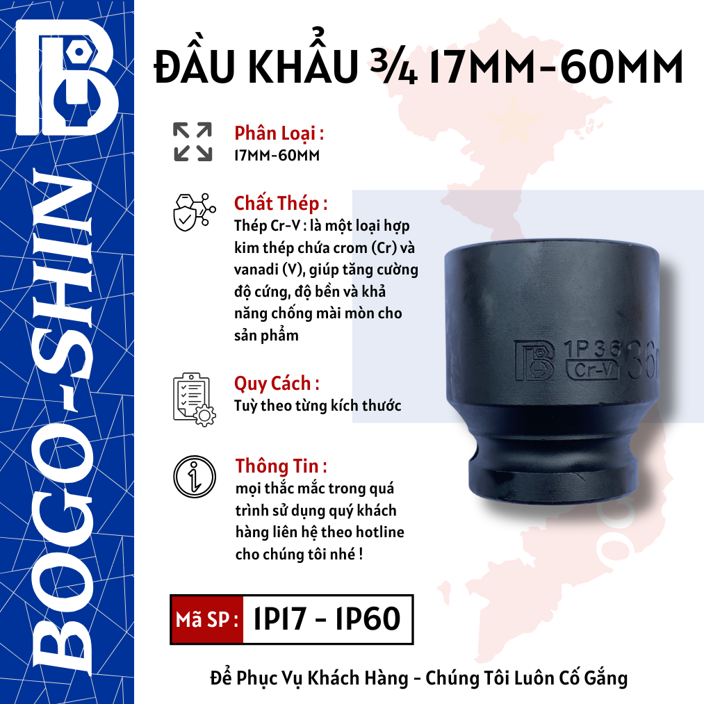 Đầu Khẩu 3/4 BOGO-SHIN 17-60mm