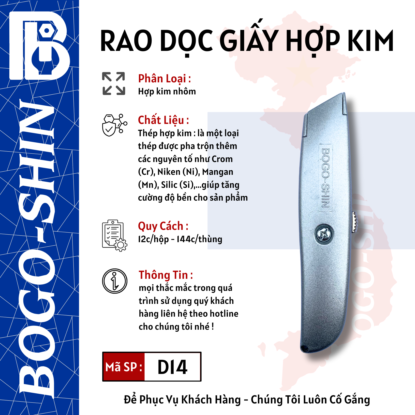Dao Rọc Giấy Hợp Kim Nhôm Bogo-Shin