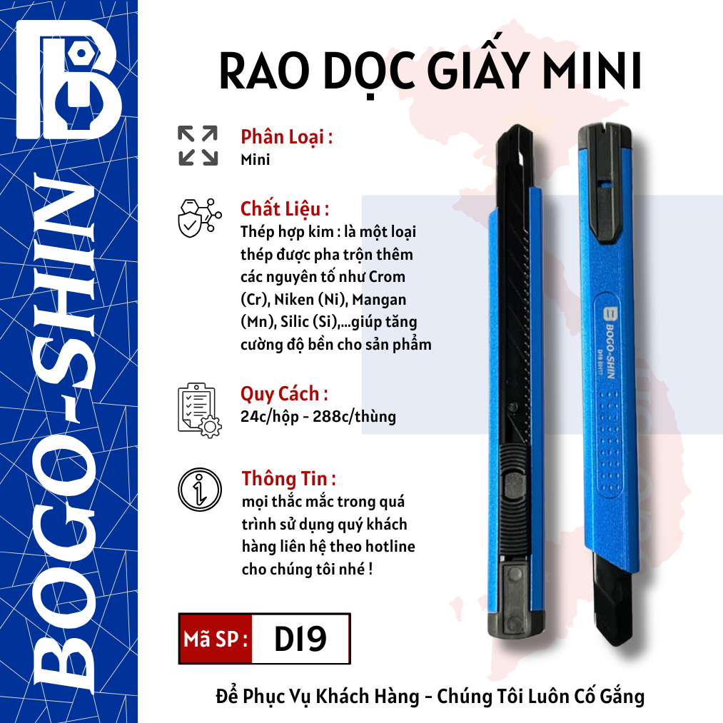 Dao Rọc Giấy Mini Cao Cấp 9mm BOGO-SHIN