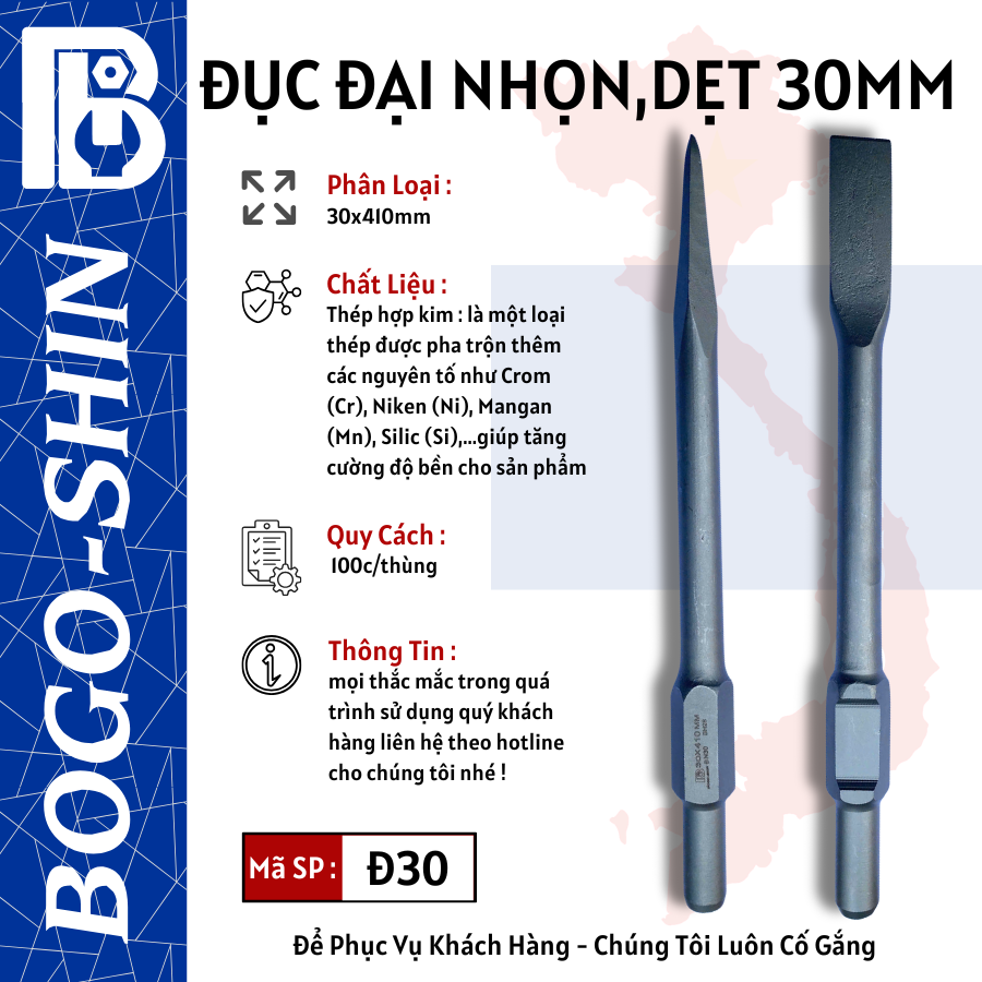 Đục Đại Dẹt, Nhọn BOGO - SHIN 30